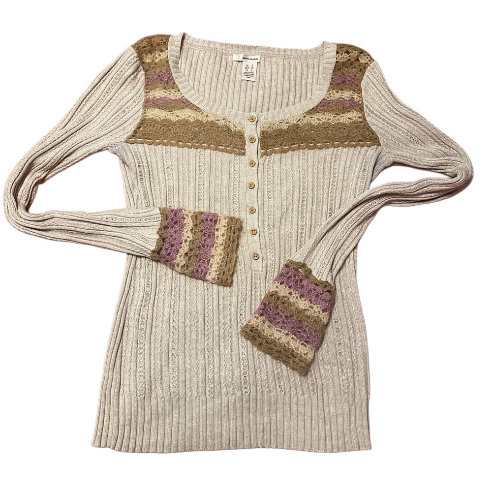 90s DKNY Henley with knit size M